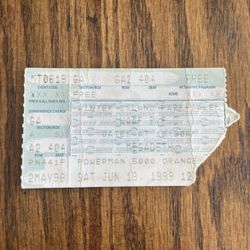 Megadeth Concert Ticket Powerman 5000 Orange 9mm Salem MA WAAF 1999 Vintage