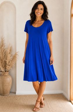Susan Graver Royal Blue Swing Dress – Size XL