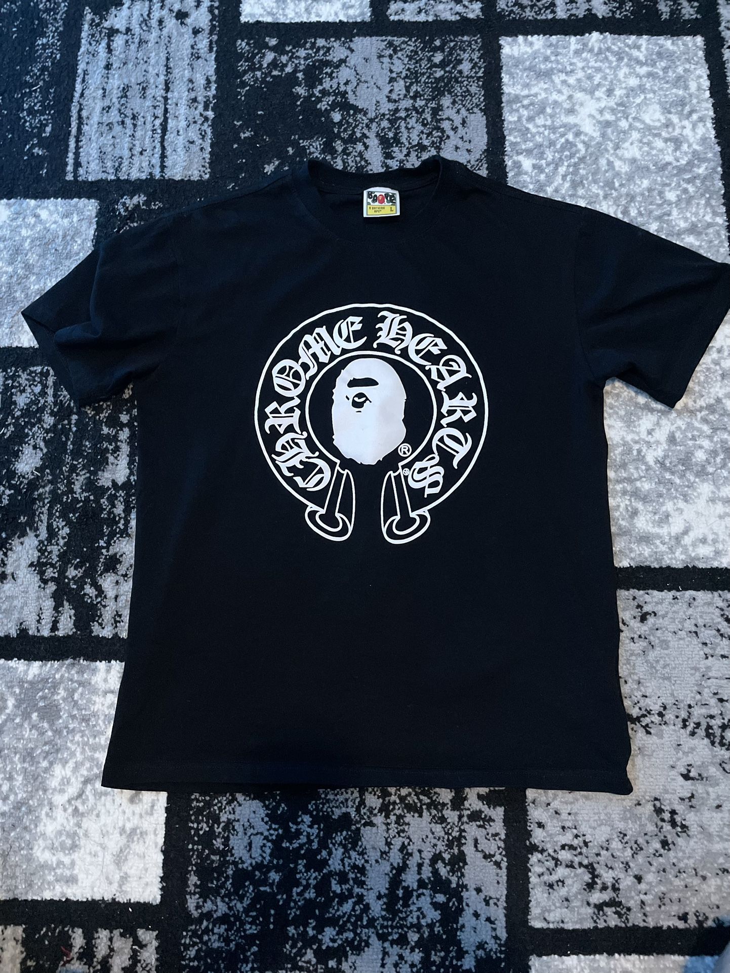 Black & White Bape x Chrome Heart T-Shirt