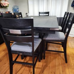 Modern Counter Height Dining Room Set And Wine Server Seats 6