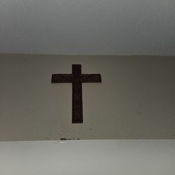 Wood Carved Hanging Cross Sealed