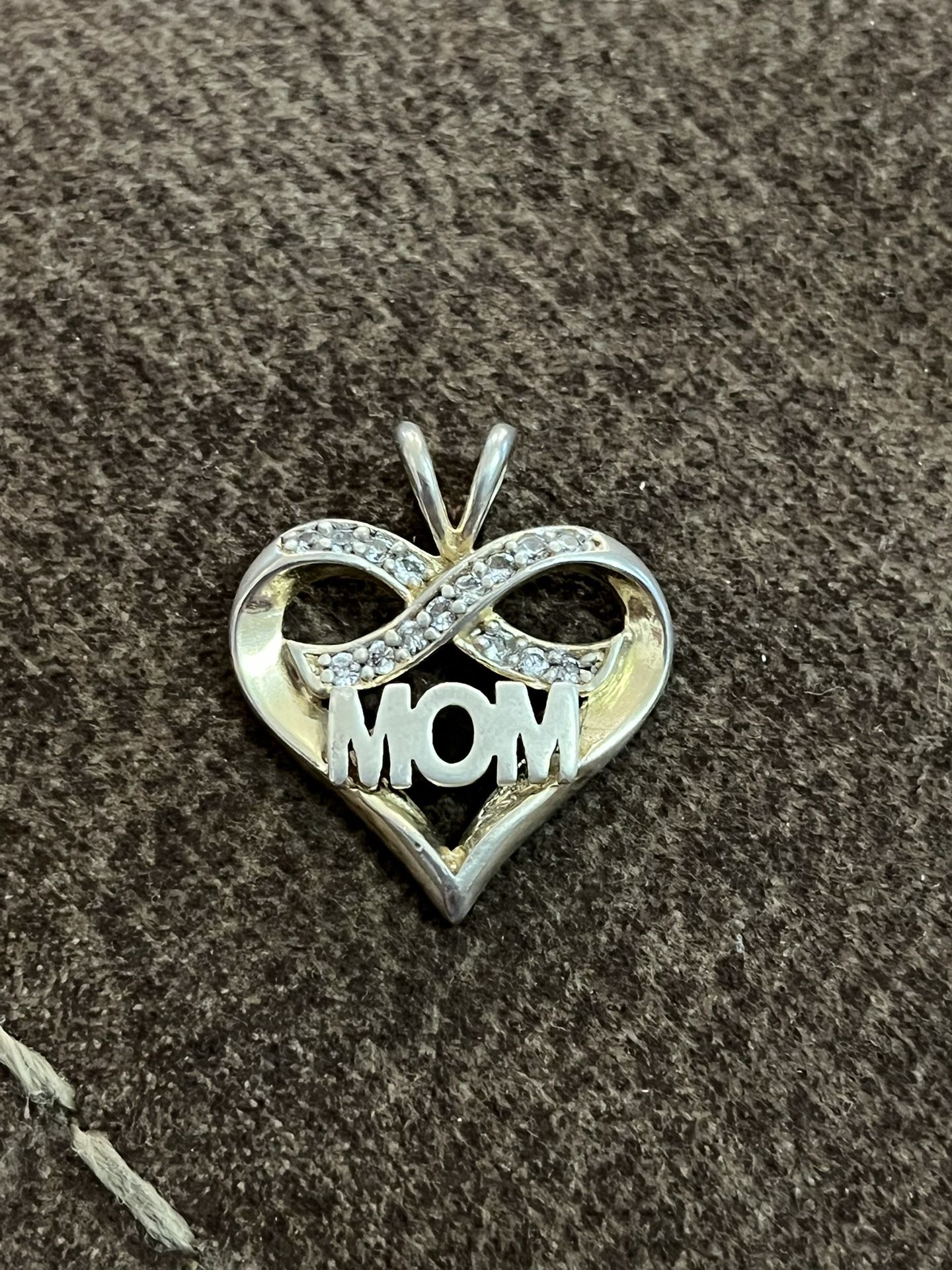 Gold Over .925 Silver . CZ MOM Pendant