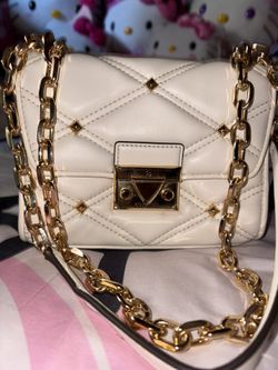 Michael Kors Serena Optic White Stud Quilted Convertible Crossbody Bag