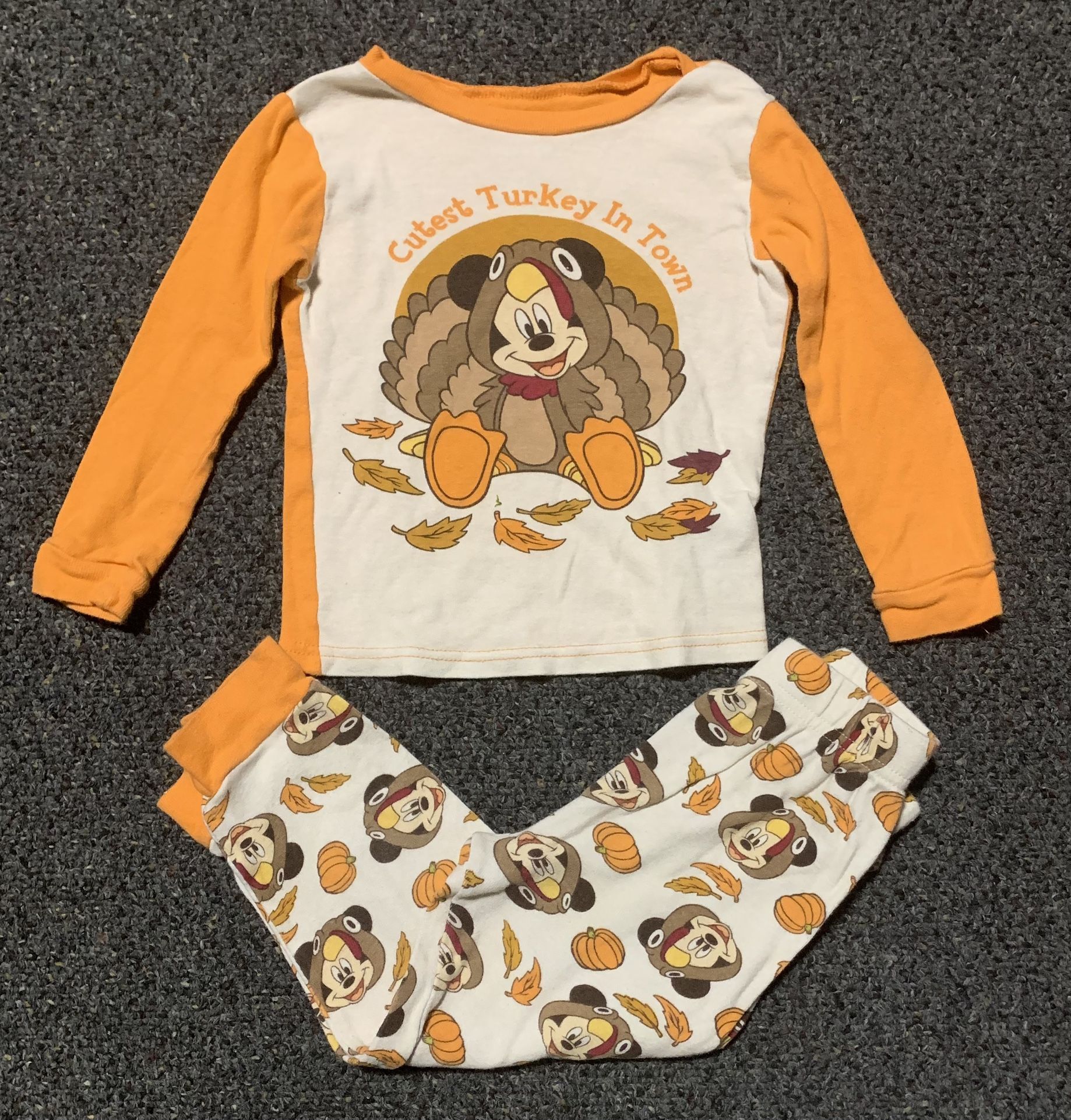 Mickey Mouse boys size 4T Thanksgiving pajama set