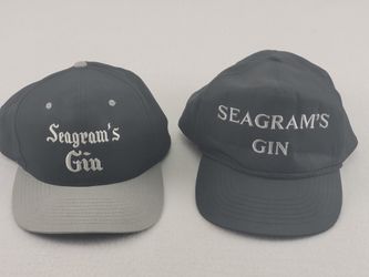 Seagram's Gin Trucker Caps Alcohol Snapback Cap Black Hats - Set of 2