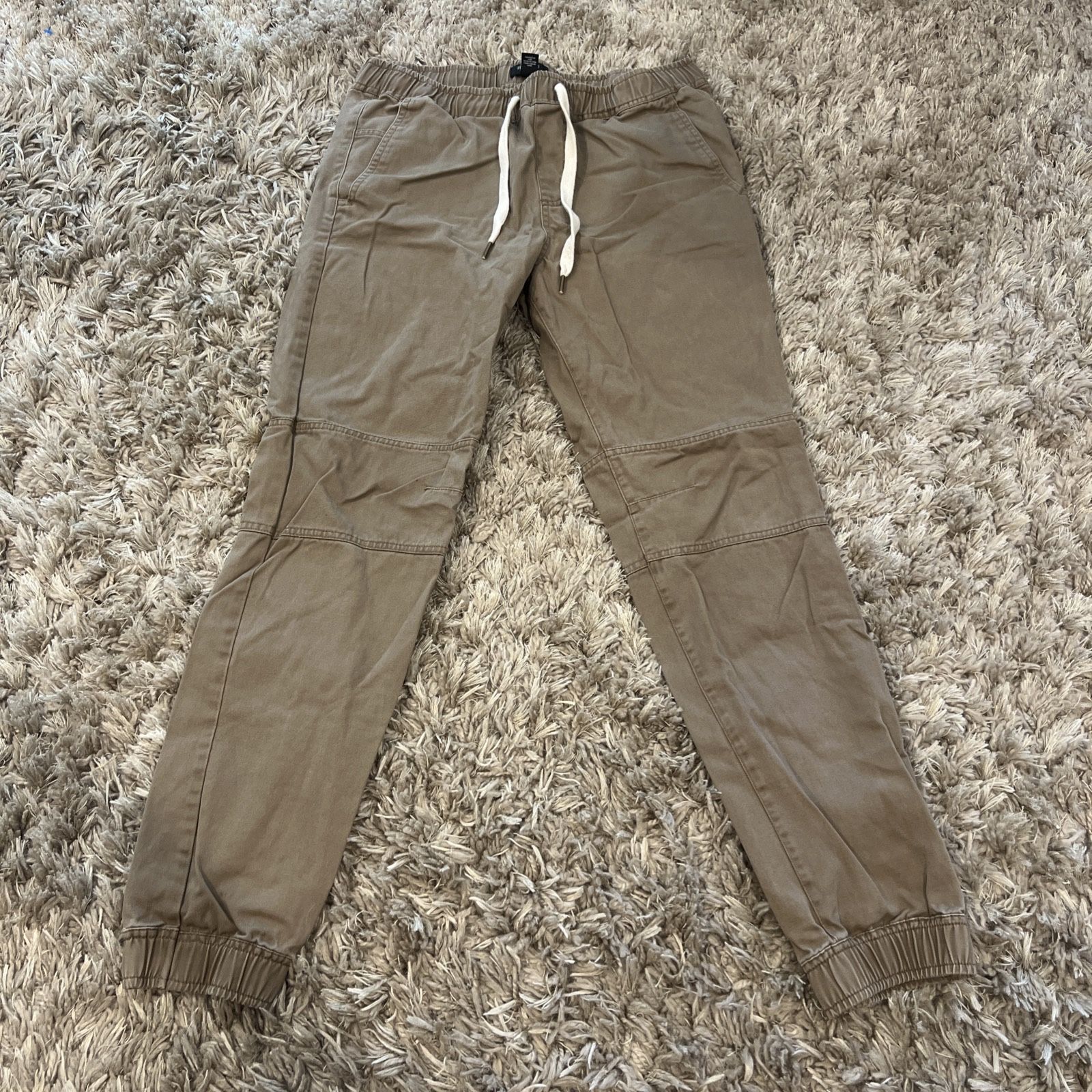 Forever 21 Men’s Jogger Pants Size Large Khaki Stretch Casual Streetwear