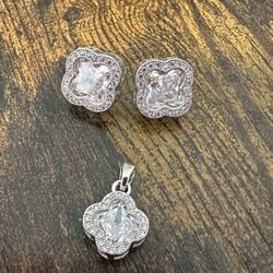 Macy’s— Sterling Silver Cubic Zircon Jewelry earrings and necklace padeant
