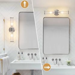 Nickel Bathroom Vanity Light Fixture Vertical and Horizontal Wall Mount 2-Light Modern Indoor 1 Available