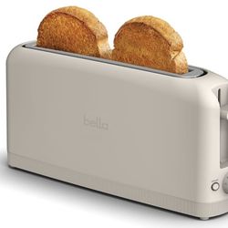 bella 2 Slice Slim Toaster, Fits-anywhere™ Kitchenware, 6 Setting Shade Control with Reheat & Cancel Buttons, Fits sourdough, 10” Long Slot, Anti Jam 