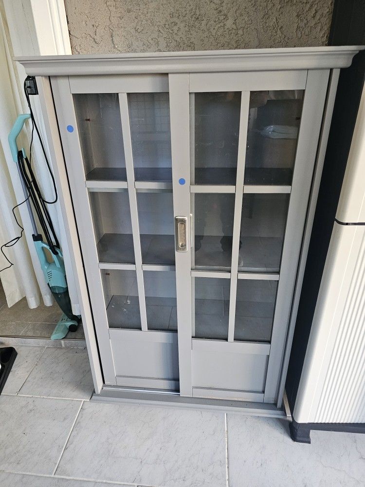 Book Shelf, Cabinet 32 Width  X 51 X 13 Depth Height With Sliding Doors