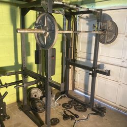 Gym - Squat Rack W/Pulley System & Extras‼️