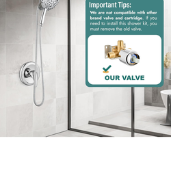 Shower Head and Handle Set with 9-Spray 2-in-1 Dual Shower Head with Handheld Spray Combo,Valve Trim Kit,Matte chrome C41