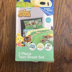 Animal Crossing 3 Piece Twin Sheet Set 