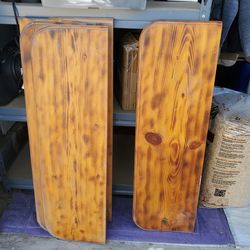 Vintage 1970s Solid Pine Wood Shelves Set of 6 Handmade Wood Torching Charred Scorched Wood Shelves
