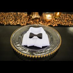 Glass Charger With Gold Beaded Edge