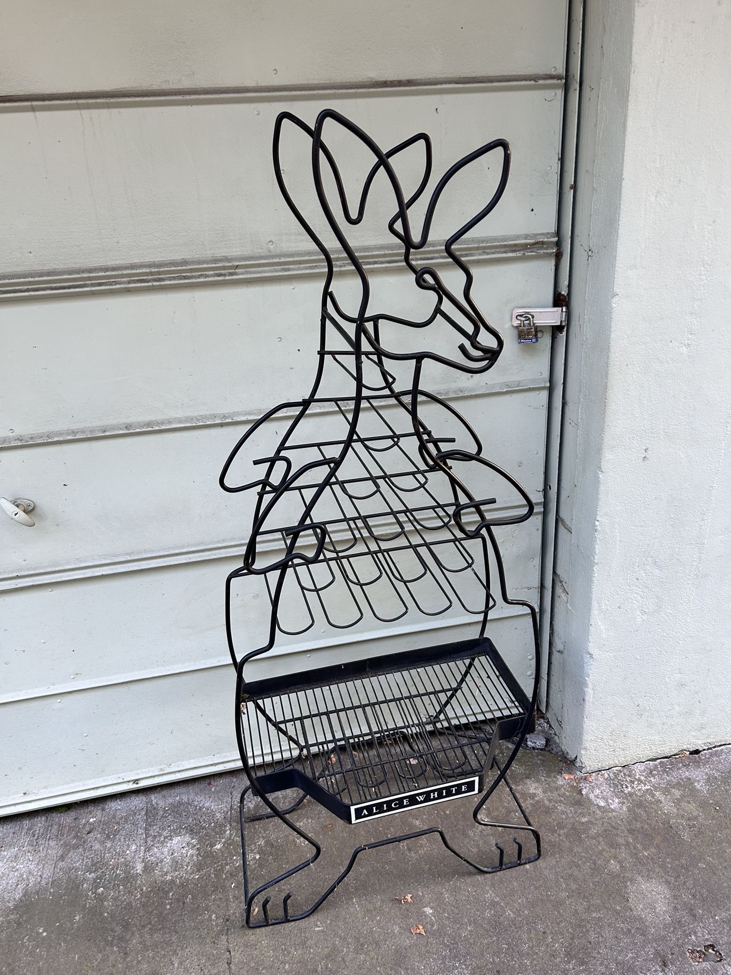 Rare Large Vintage Metal Alice White Wine Rack Kangaroo Shelf Kitchen Storage