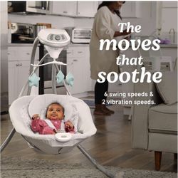 Graco Simple Sway Baby Swing, Side-to-Side Motion, Infant Swing with 6 Speeds, Vibration, Ivy 