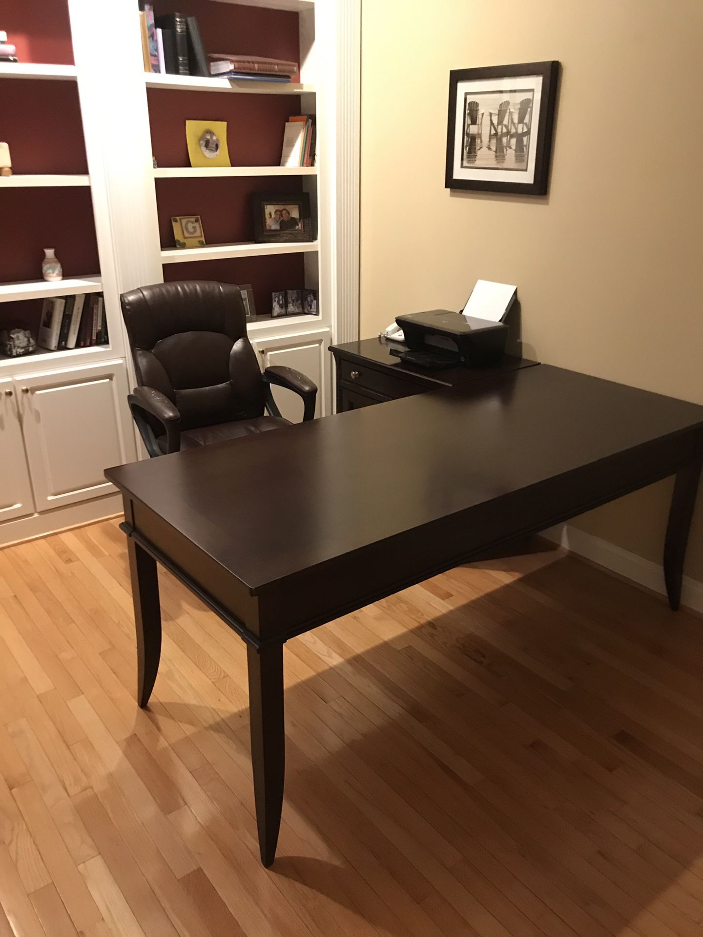 All wood desk with separate cabinet file