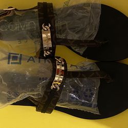 Calvin Klein Brown Leather Sandals US 7.5