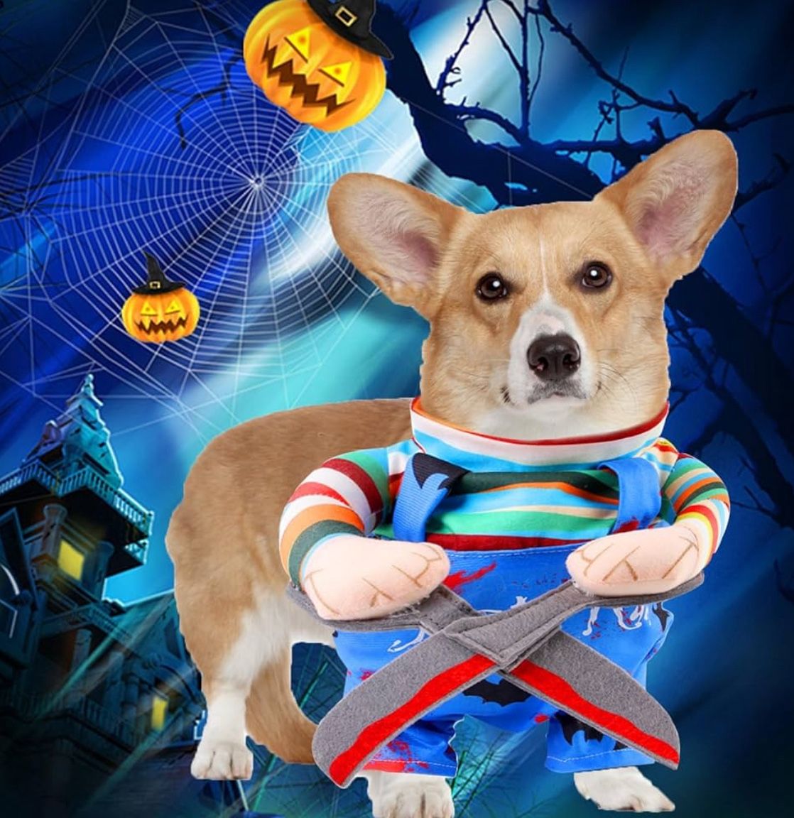 FUNNY DOG HALLOWEEN COSTTME: This cool Chucky dog costumes Size M