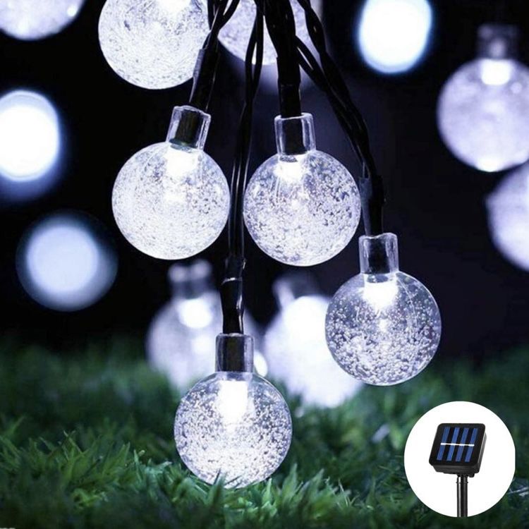 Globe Solar String Lights 30 LED 21ft 8 Mode Bubble Crystal Ball Christmas Fairy String Lights for Outdoor Xmas Landscape Garden Patio Home Holiday