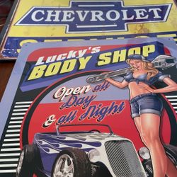 Body Shop Chevy Rail Road Elvis Budweiser Metal Signs 10.00 Each In Tucson