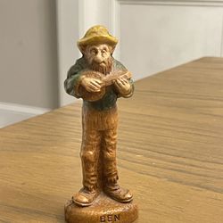 Vintage Carved Resin Old Man Ben Figure with Banjo