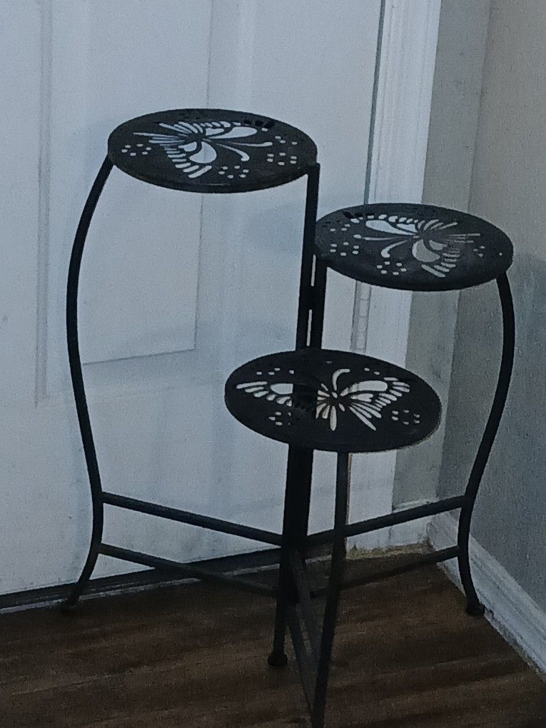 Black Butterfly Folding 3 Tier Plant Stand