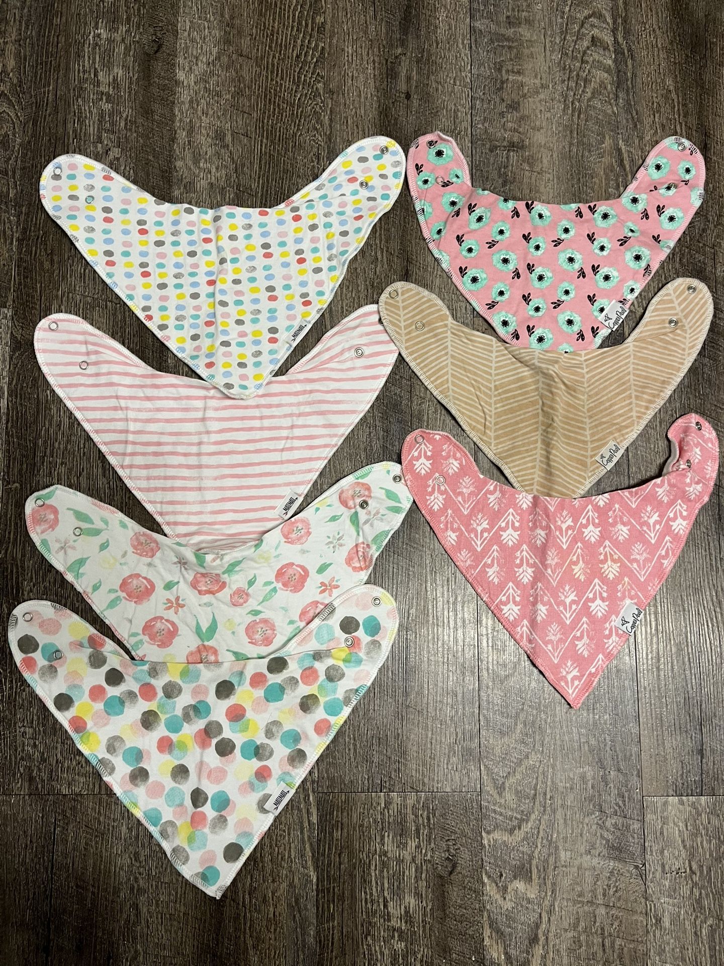 Set of 7 Feeding/drool Bandana Style Bibs Girl