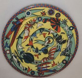 vintage Swiss porcelain dinner plate is the "Airborne" or "Flying" design from the Voyage