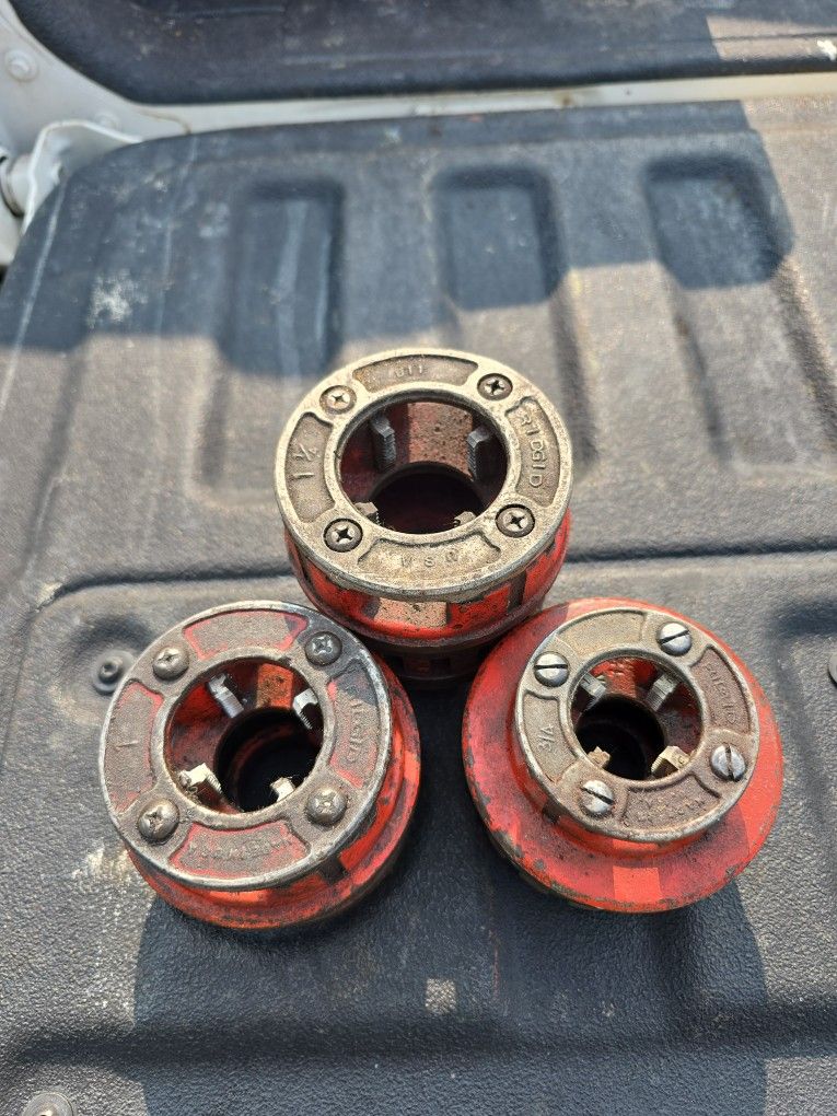 Ridgid Hand Die 3/4" 1" 1-1/4" Set Of 3 Used