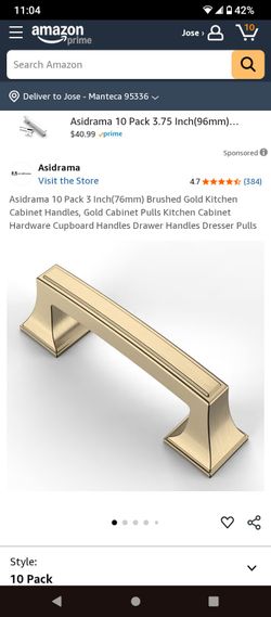 Asidrama 10pk 3-Inch Brushed Gold Kitchen Cabinet/Drawer Handles Pulls