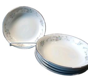 Vintage Carlton China Corsage 481 Fruit Dessert Bowls 5.5” Set of 5 Japan Pewter