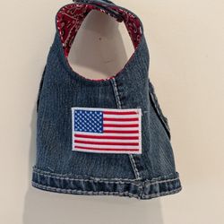 Handmade Used Jeans Patriotic Dog Harness 
