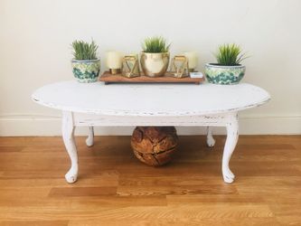 Vintage distressed and painted white provincial table