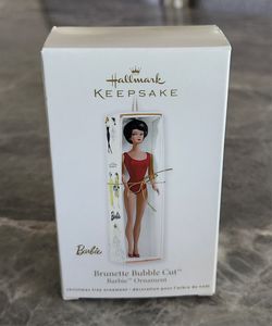 2011 Hallmark Brunette Bubble Cut Barbie Ornament Red Swimsuit Keepsake New