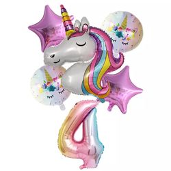 Unicorn cute 6pcs foil balloons New.
