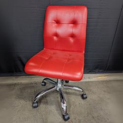 Vibrant Red Faux Leather Tufted Swivel Desk Chair