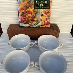 4 William Sonoma Everyday 5"D White Bowls Handles Cookbook