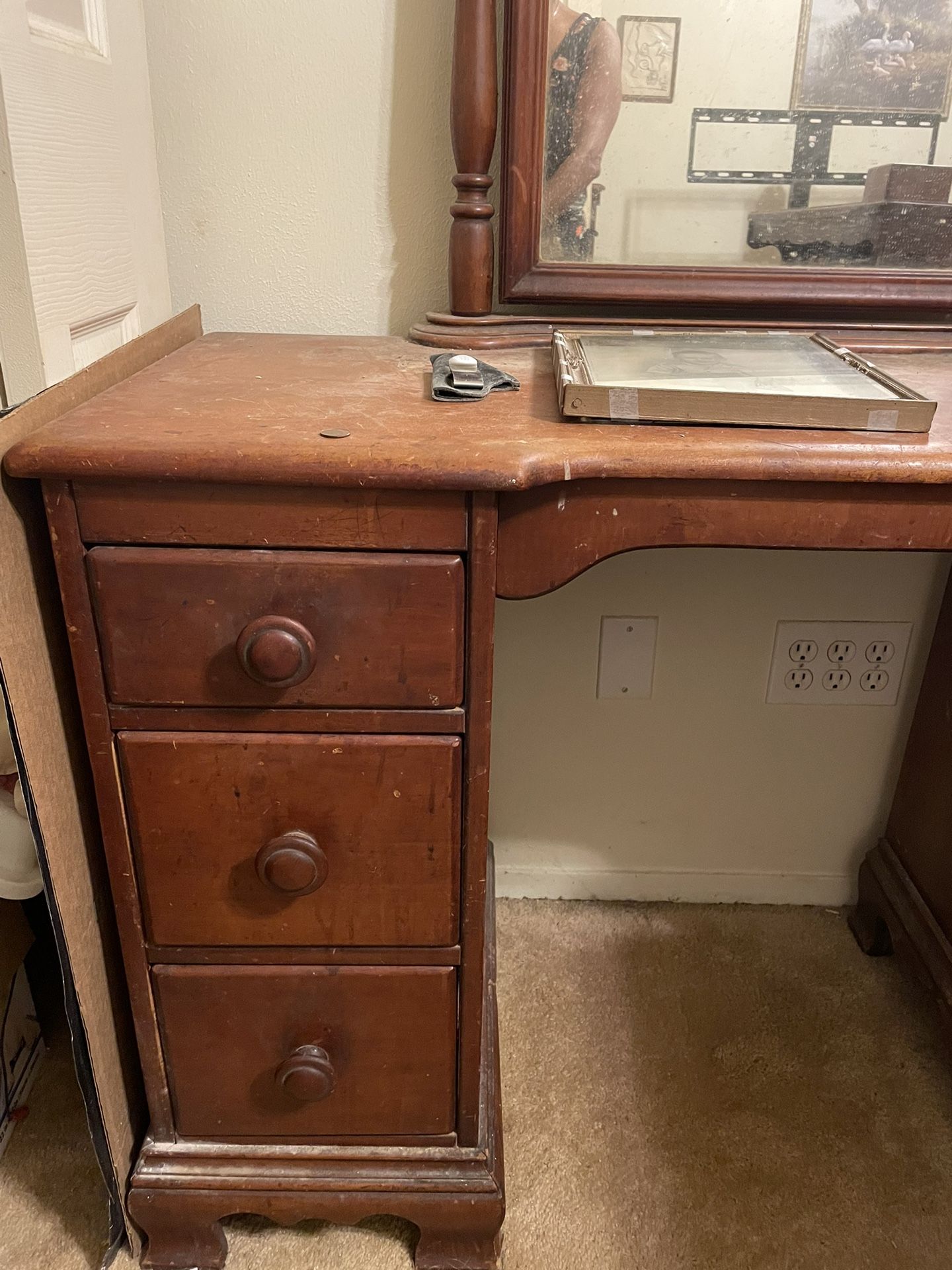 Antique Sturdy Wood Dresser