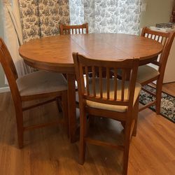 Sturdy Wood  Table & 4 Chairs With Extention