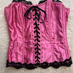 Pink Corset With Black Lace
