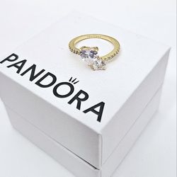 Gold hearts diamond women's engagement ring Size 8