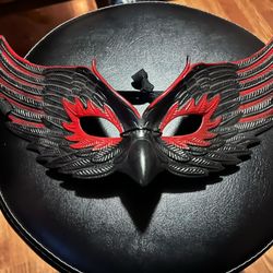 Eagle Black/Red Women or Man Mask Adult Size Costume Elastic Back Halloween costume