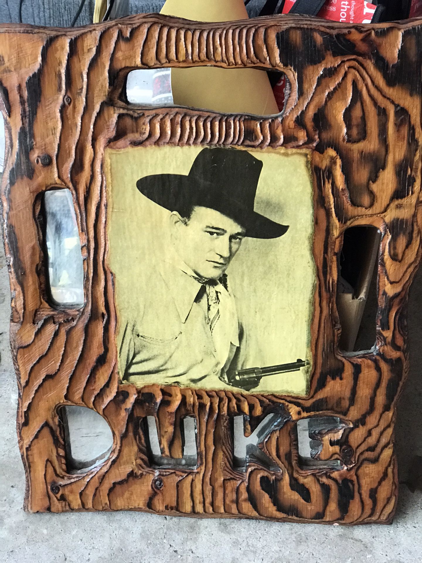John Wayne wood Art memorabilia DUKE