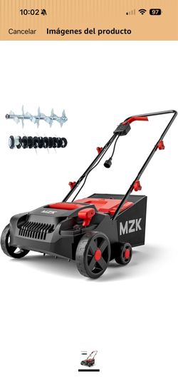 MZK 13-pulgadas 13-amperios 2-en-1 escarificador y despalpador eléctrico con ajuste de altura removible de 4 posiciones, despalpador de césped con bol