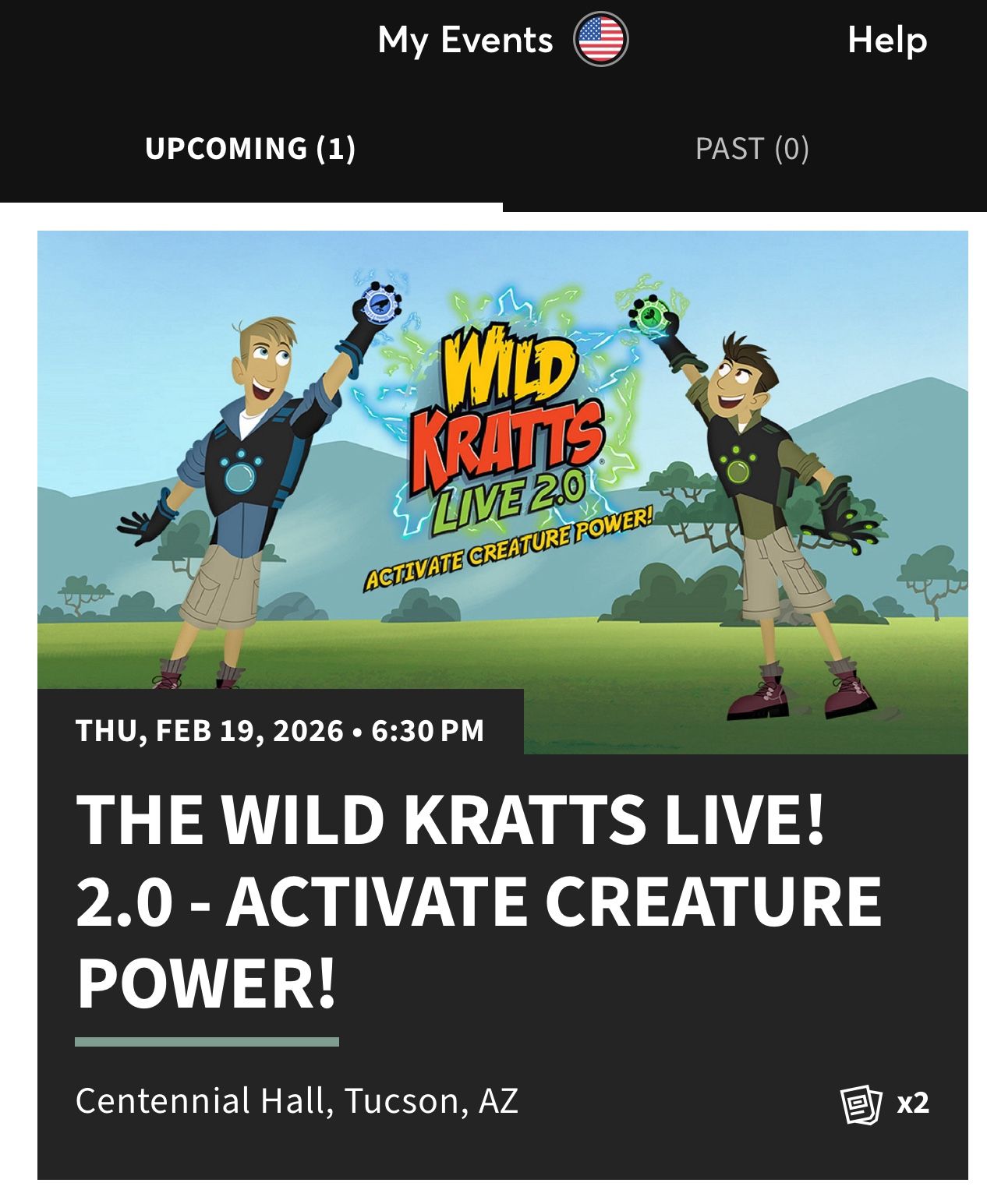 2 Wild Kratts Front Row Tickets