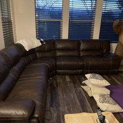 Wrap Around Leather Couch