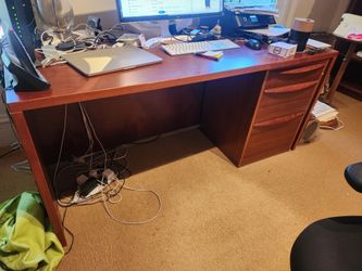 Mid Century Modern Wooden Office Desk with With 3 Drawers