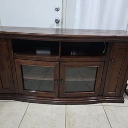 Solid Wood TV Stand / Entertainment Center – Dark Brown